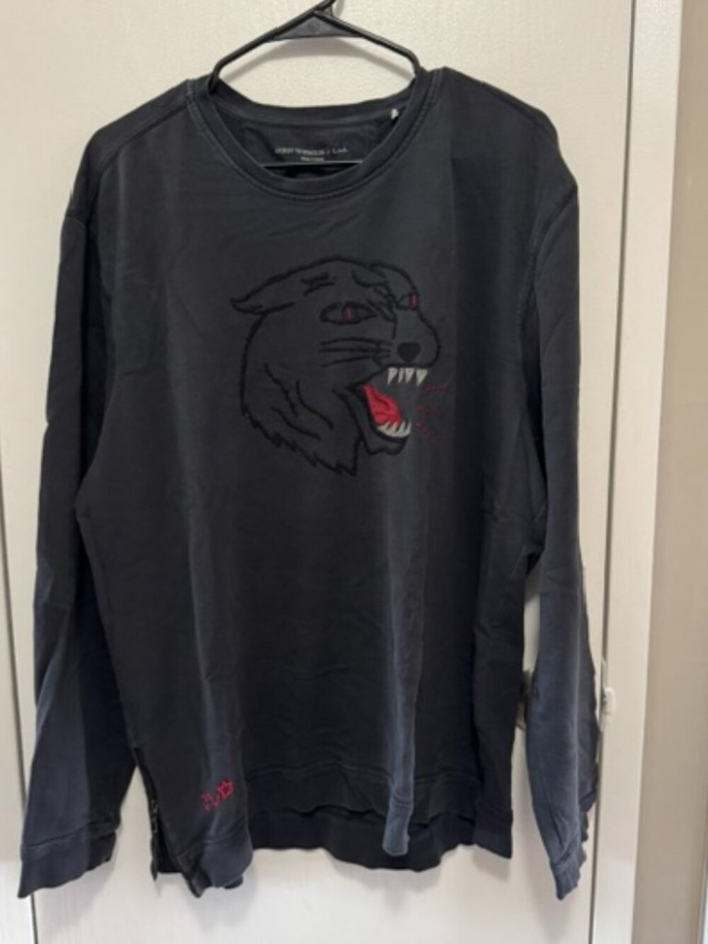 John Varvatos Star USA Panther Embroidered Sweatshirt XXL Black